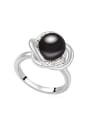 thumb Fashion Imitation Pearl-accented Flowery Alloy Ring 0