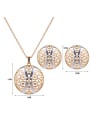 thumb Alloy Imitation-gold Plated Fashion Hollow Round Two Pieces Jewelry Set 3