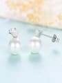 thumb 925 Sterling Silver With Artificial Pearl  Simplistic Triangle Stud Earrings 2