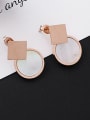 thumb Stainless Steel With Rose Gold Plated Personality Geometric Stud Earrings 3