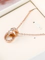 thumb Rose Gold Stainless Steel Digital Shaped  Crystal Necklace 2