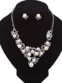 thumb Elegant Imitation Pearls Rhinestones Alloy Two Pieces Jewelry Set 1