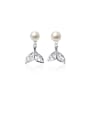 thumb 925 Sterling Silver With Platinum Plated Simplistic Irregular Stud Earrings 0