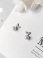 thumb S925 Silver Small zircon Heart-Shaped Shell Pearl stud Earring 2