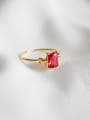 thumb Fashion Red Zircon Gold Plated Silver Opening Ring 2