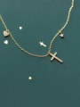 thumb 925 Sterling Silver With Cubic Zirconia  Simplistic Cross Necklaces 0