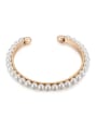 thumb Simple White Imitation Pearls-covered Alloy Opening Bangle 0