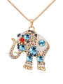 thumb Personalized Cubic austrian Crystals-covered Elephant Champagne Gold Sweater Chain 2