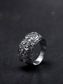 thumb Personality Stainless Steel Flower Pattern Painting Ring 2
