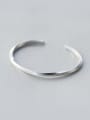 thumb S925 silver drawing cross section twist bangle 0