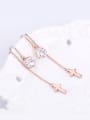 thumb Women Simple Style Rose Gold Zircon Stud threader earring 1