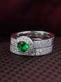 thumb Personality Green 18K White Gold Plated Zircon Ring Set 1