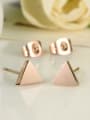 thumb Tiny Triangle Rose Gold Plated Titanium Stud Earrings 2