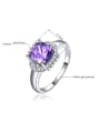 thumb Fashion Purple AAA Zircon-accented Copper Ring 3