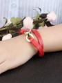 thumb Personalized Two-band Red Artificial Leather Bracelet 1