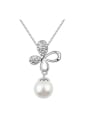thumb Exquisite Imitation Pearl Shiny Crystals-studded Flowery Alloy Necklace 1