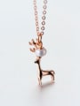 thumb S925 silver lovely deer with natural freshwater pearl necklace 0
