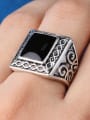 thumb Punk style Black Enamel Silver Plated Alloy Carved Ring 1