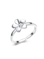 thumb Sweet Temperament Smooth Flower Silver Opening Ring 0