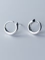 thumb 925 Sterling Silver With Silver Plated Personality Geometric Round Stud Earrings 2