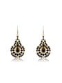 thumb Elegant Water Drop Black Stone Drop Earrings 0