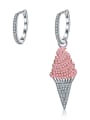 thumb New cones ice cream asymmetric Micro-inlay pink zircon earrings 0
