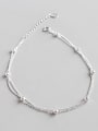 thumb 925 Sterling Silver With Silver Plated Personality Beads double chain Anklets 0