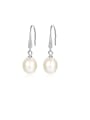 thumb 925 Sterling Silver With Platinum Plated Fashion Round Hook Earrings 0