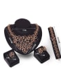 thumb Alloy Imitation-gold Plated Vintage style Hollow Flower-shaped Four Pieces Jewelry Set 2