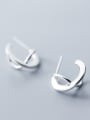 thumb 925 Sterling Silver With Silver Plated Personality Round Stud Earrings 1