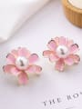 thumb Alloy With Imitation Gold Plated Simplistic Flower Stud Earrings 2