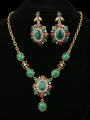 thumb Ethnic style Oval Green Resin stones Alloy Two Pieces Jewelry Set 1