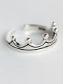 thumb S925 silver fashion crown opening ring 0