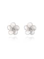thumb Elegant Plum Blossom Shaped Opal Stud Earrings 0