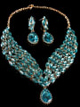 thumb Blue Water Drop Glass Two Pieces Jewelry Set 1
