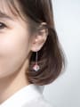 thumb 925 Sterling Silver With Platinum Plated Ethnic  Asymmetry  Drama Threader Earrings 2