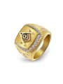 thumb Gold Plated Freemason Logo Rhinestones Signet Ring 0