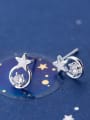 thumb 925 Sterling Silver With Silver Plated Simplistic Star Stud Earrings 2