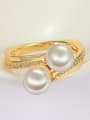 thumb Luxury 18K Gold Plated Double Artificial Pearl Ring 1