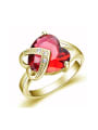 thumb Fashion Heart Red Zircon Copper Ring 1