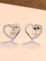 thumb 925 Sterling Silver With Cubic Zirconia  Simplistic Heart Stud Earrings 3