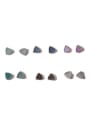 thumb Tiny Triangle Natural Crystal Gold Plated Stud Earrings 3