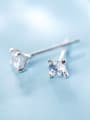 thumb Shimmering Round Shaped Zircon S925 Silver Stud Earrings 0