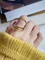 thumb Sterling Silver Gold Multi dimensional twisted geometric free size ring 1