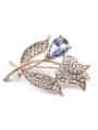 thumb Rose Gold Plated Flower Crystals Brooch 2