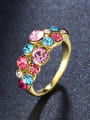 thumb Colorful 18K Gold Plated Rhinestones Geometric Ring 2