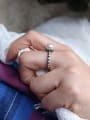 thumb Simple Artificial Pearl Tiny Beads-band Opening Silver Ring 1