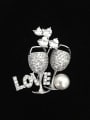 thumb Personalized LOVE Double Wine Glass Zirconias Copper Brooch 1