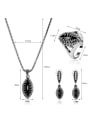 thumb 2018 2018 2018 2018 Alloy Antique Silver Plated Vintage style Artificial Stones Oval-shaped Three Pieces Jewelry Set 2