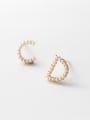 thumb 925 Sterling Silver With Gold Plated Cute Asymmetry Letter Stud Earrings 2